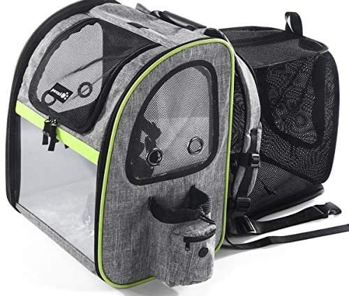 Pecute Pet Carrier Backpack, Dog Carrier Backpack, Expandable with Breathable Mesh for Small Dogs Cats, Pet Backpack Bag for Hiking Travel Camping Hold Pets Up to 18 Lbs